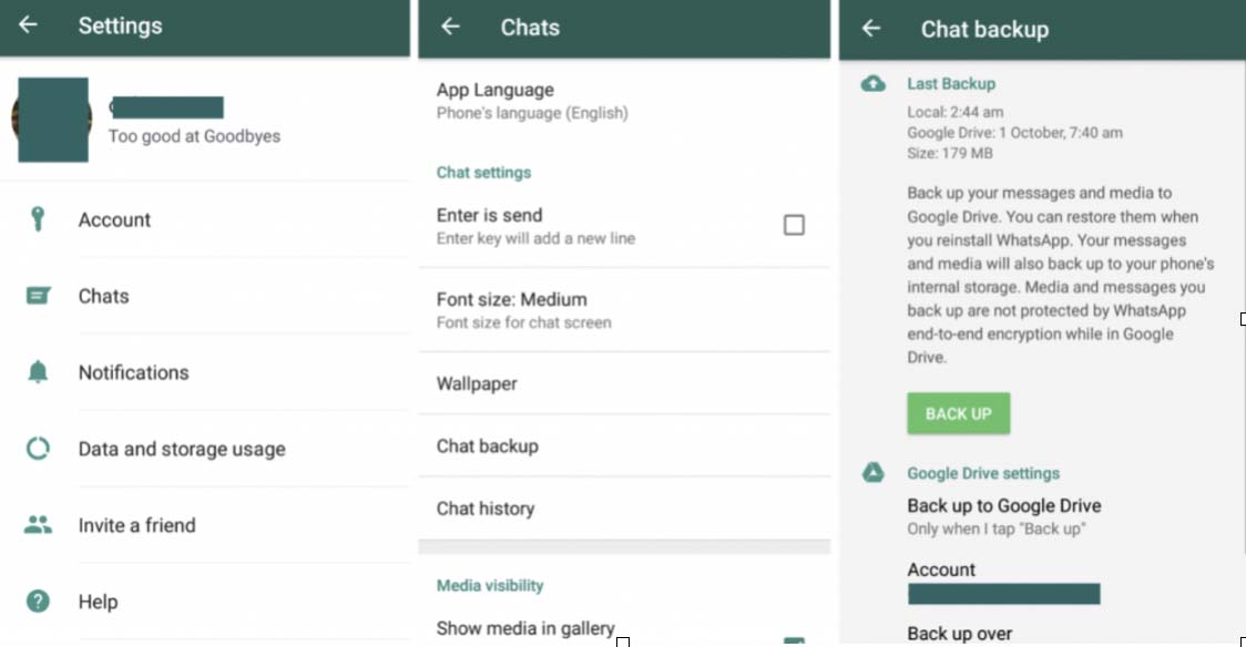 Konfigurieren und Erstellen von Backups in WhatsApp